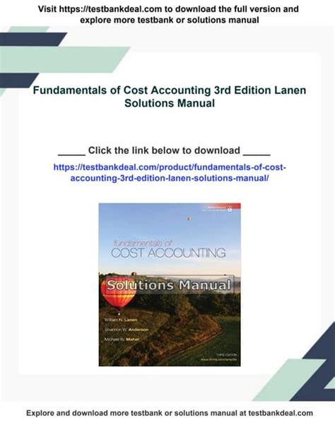 Solution Manual For Fundamentals Of Cost Accounting 3rd Edition Doc