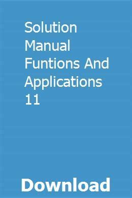 Solution Manual Funtions And Applications 11 Epub