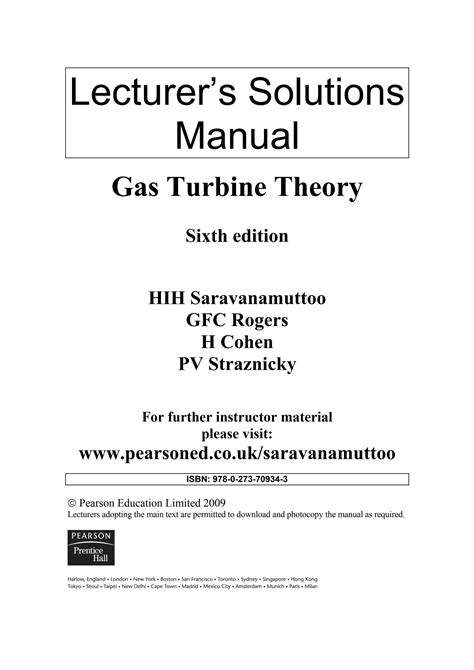 Solution Manual Gas Turbine Theory Cohen Epub