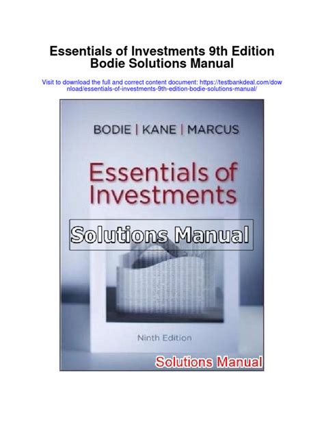 Solution Manual Investments Bodie Kane Marcus 9th Reader