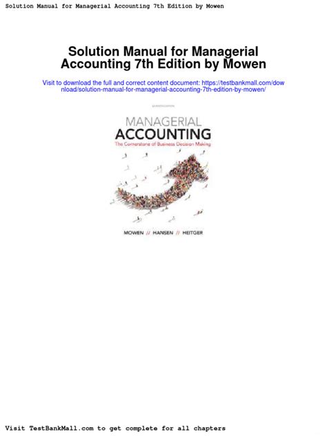 Solution Manual Managerial Accounting Hansen Mowen Reader