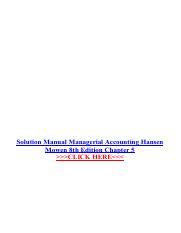 Solution Manual Managerial Accounting Hansen Mowen 8th Edition Ch 12 PDF