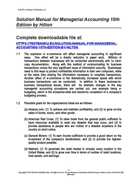 Solution Manual Managerial Accounting Hilton Global Edition Kindle Editon