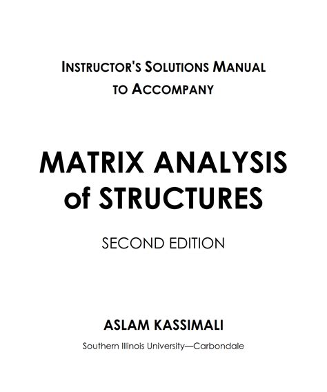 Solution Manual Matrix Analysis Kassimali PDF