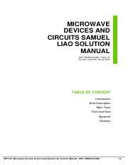 Solution Manual Microwave Engineering Of Liao Kindle Editon