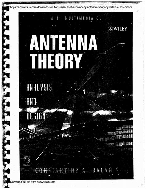 Solution Manual Of Antenna Theory By Balanis 3rd Edition Kindle Editon