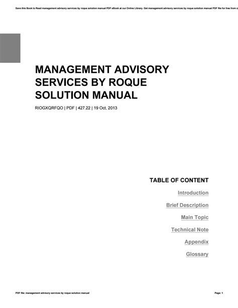 Solution Manual Of Management Advisory Services By Roque Doc