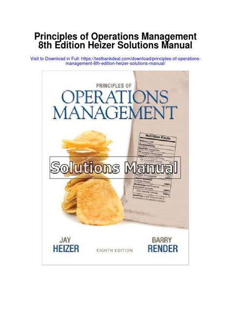 Solution Manual Of Operations Management By Heizer 8th Edition Epub