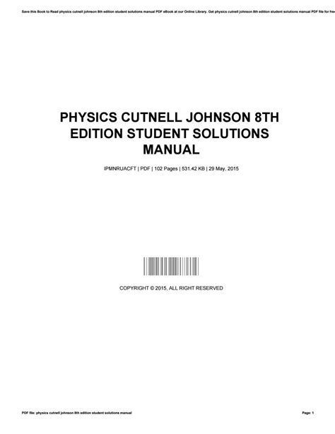 Solution Manual Physics Cutnell And Johnson 8th Ebook Epub