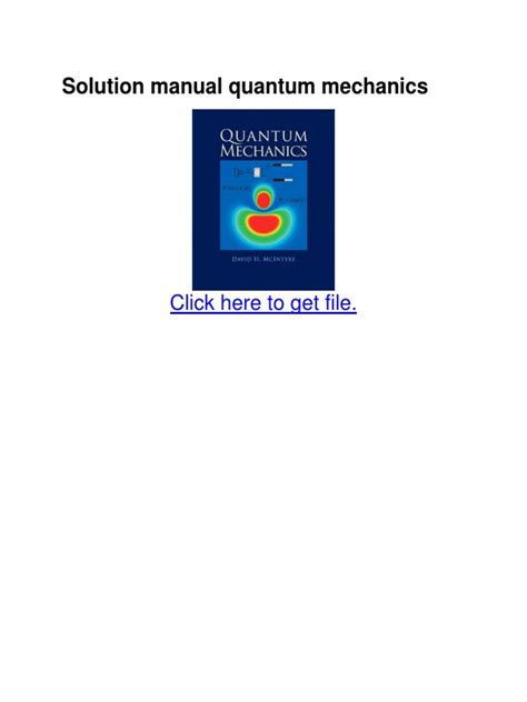 Solution Manual Quantum Mechanicssdocuments Com PDF