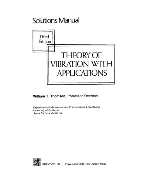 Solution Manual Theory Of Vibration Thomson PDF