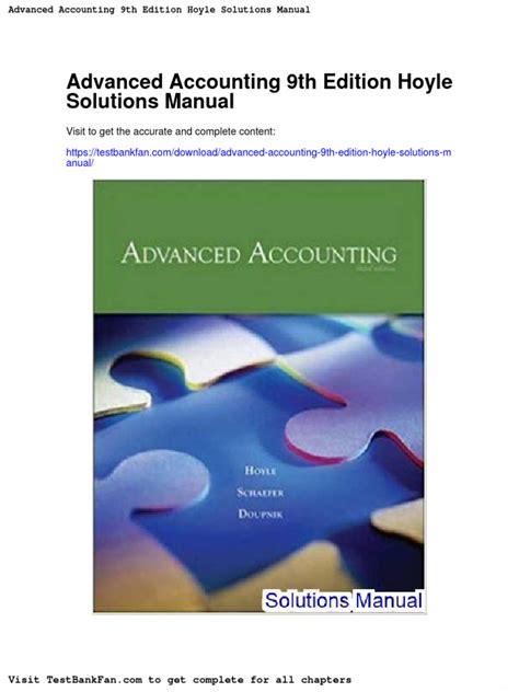 Solution Manual To Advanced Accounting, 9th Edition By Hoyle Ebook Epub