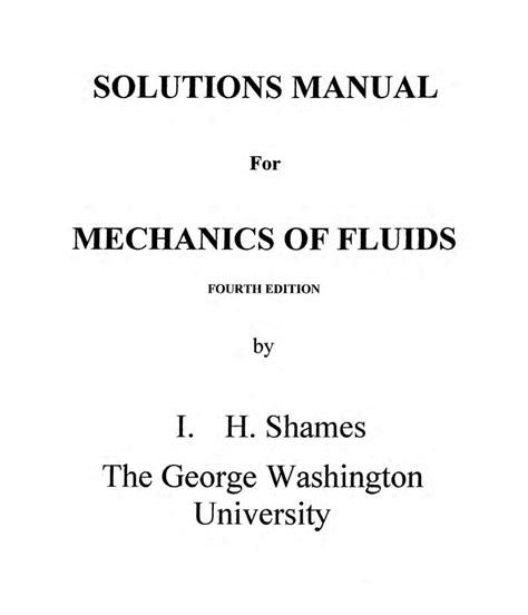 Solution Manual To Fluid Mechanics Shames Epub