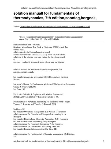 Solution Manuall For Fundamentals Of Thermodynamics 7th PDF