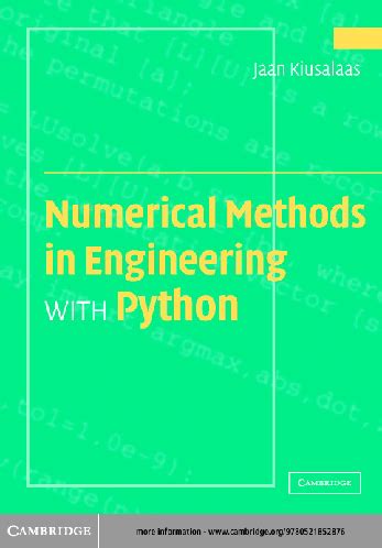 Solution Of Numerical Method Jaan Kiusalaas Kindle Editon