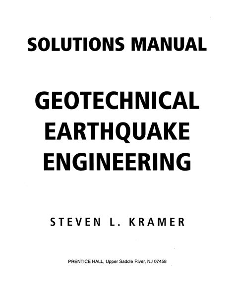 Solution To Steven Kramer Geotechnical Earthquake Engineering Kindle Editon