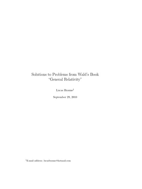 Solution Wald Problems General Relativity PDF