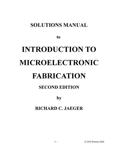 Solution manual microelectronic fabrication campbell Ebook Reader