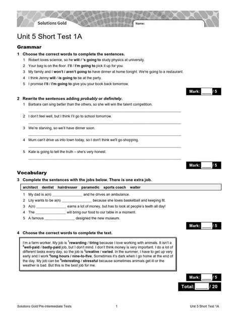 Solutions Advanced Short Tests Unit 5 Answer Epub