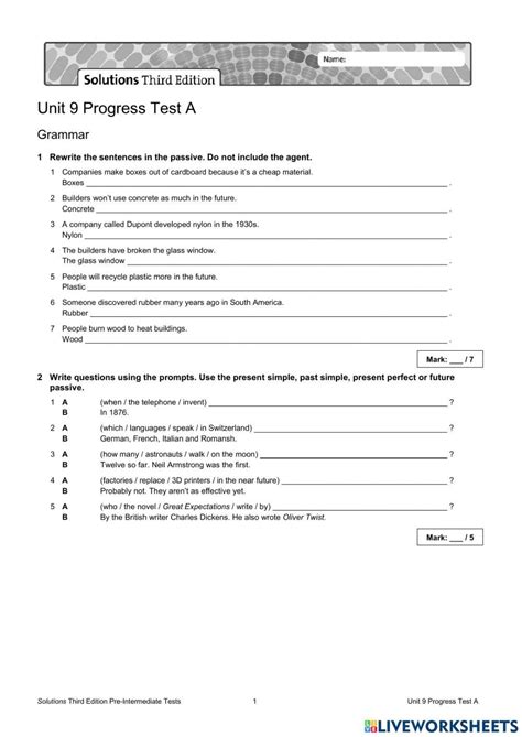 Solutions Intermediate Progress Tests Unit 9 Kindle Editon