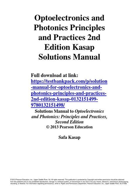 Solutions Kasap Photonics Epub