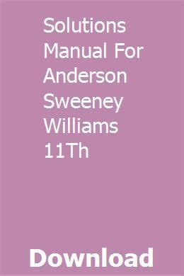 Solutions Manual Anderson Sweeney Williams Epub
