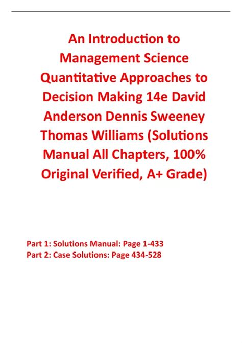 Solutions Manual Anderson Sweeney Williams Epub