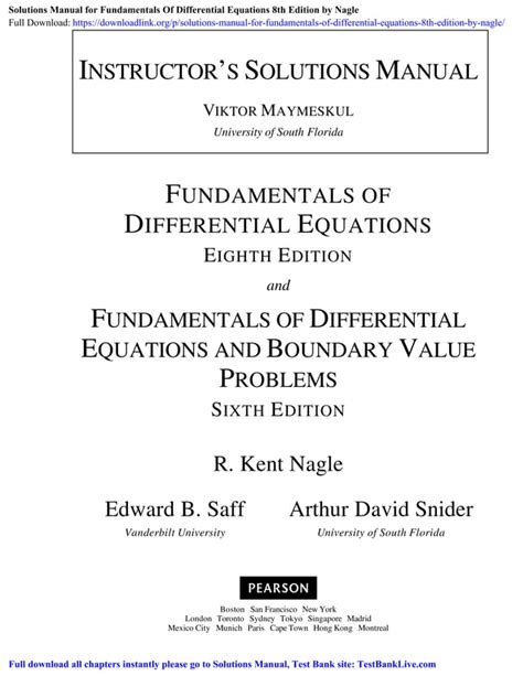 Solutions Manual Differential Equations Nagle 8th PDF