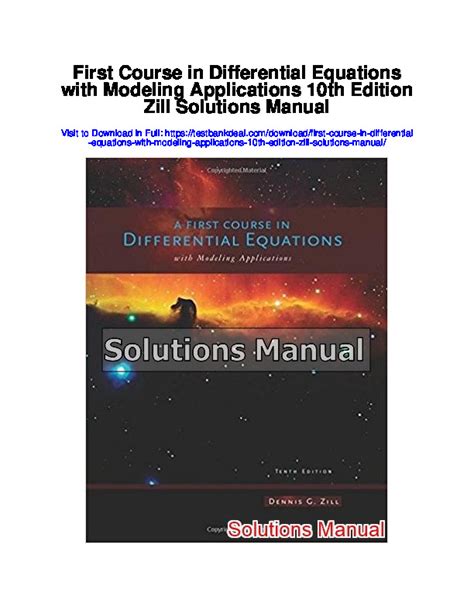 Solutions Manual For A First Course In Differential Equations With Reader