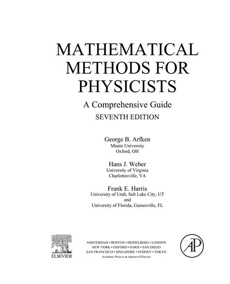 Solutions Manual Mathematical Methods For Physicists 7th Ed Kindle Editon