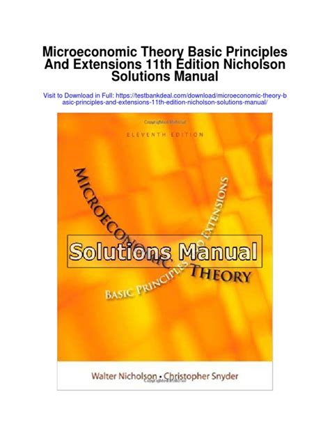 Solutions Manual Nicholson Microeconomic Theory 11 Edition Doc