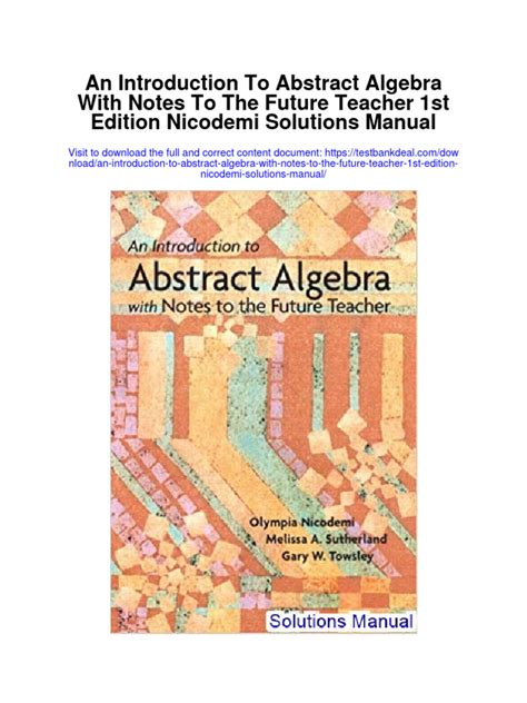 Solutions Manual Nicodemi Abstract Algebra Ebook Reader