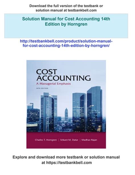 Solutions Manual To Accompany Cost Accounting A Epub