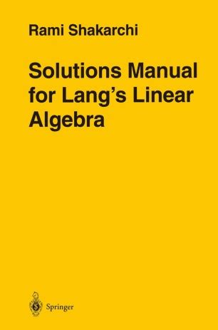 Solutions Manual for Lang's &am Kindle Editon