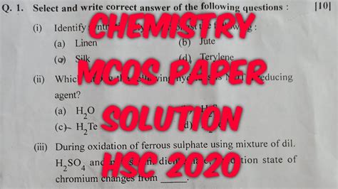 Solutions Of Chemistry Mcqs Hsc PDF