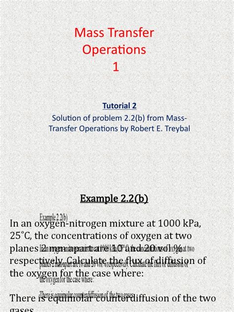 Solutions Of Mass Transfer Operations By Treybal Reader