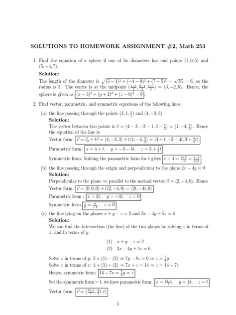 Solutions To Homework Assignment 2 Math 253 PDF