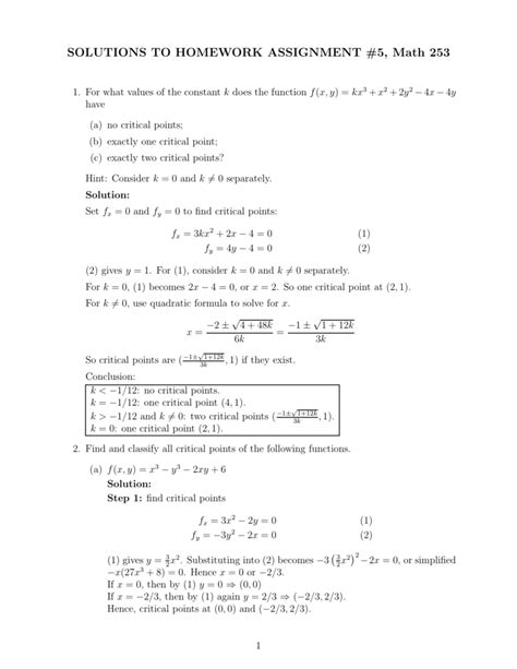 Solutions To Homework Assignment 5 Math 253 Doc