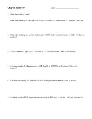 Solutions Worksheet 2 Molarity And Dilution Problems Answers Doc