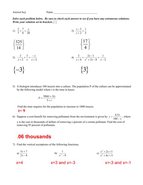 Solving Rational Equations And Inequalities Answer Key Kindle Editon