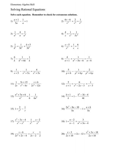 Solving Rational Equations Answer Key Kindle Editon