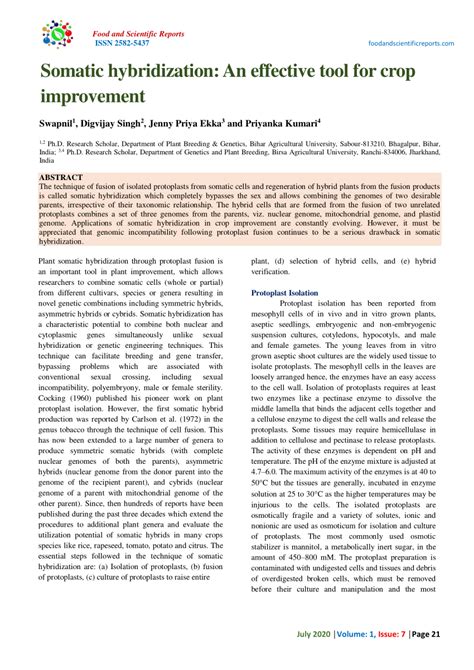 Somatic Hybridization in Crop Improvement I Reader