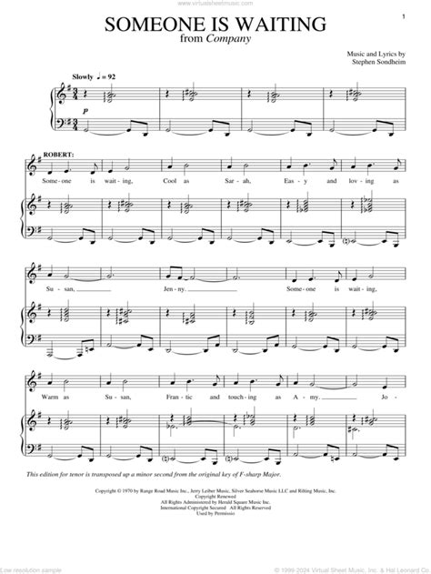 Someone is Waiting Original Sheet Music from Broadway Musical Company  Epub