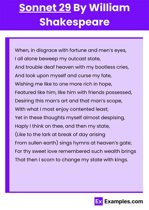 Sonnet 29: An Overview