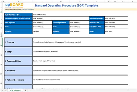 Sop Excel Template