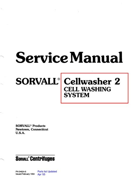 Sorvall Cell Washer 2 Service Manual Ebook Kindle Editon