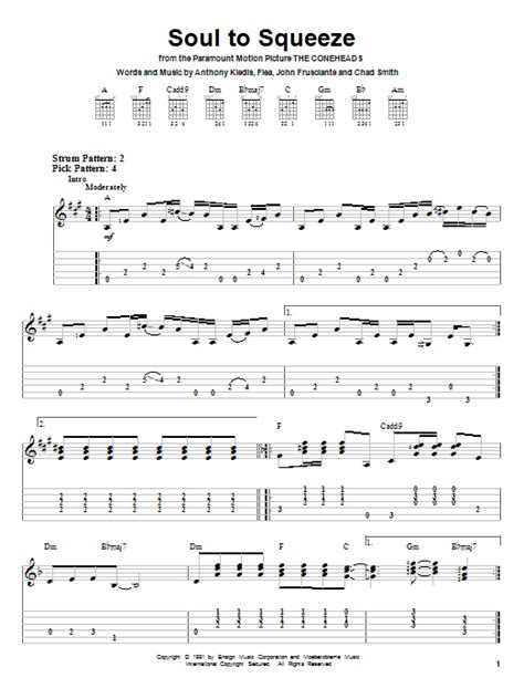 Soul to Squeeze Performed by Red Hot Chili Peppers Guitar Tab Vocal from Paramount Pictures Coneheads 