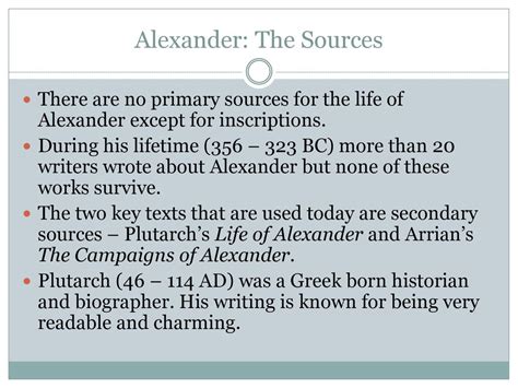 Sources for Alexander the Great An Analysis of Plutarch's Life and Arrian&a Doc