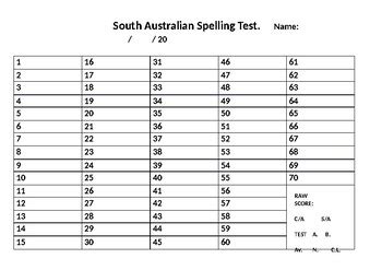 South Australian Spelling Test Student Answer Sheet Reader