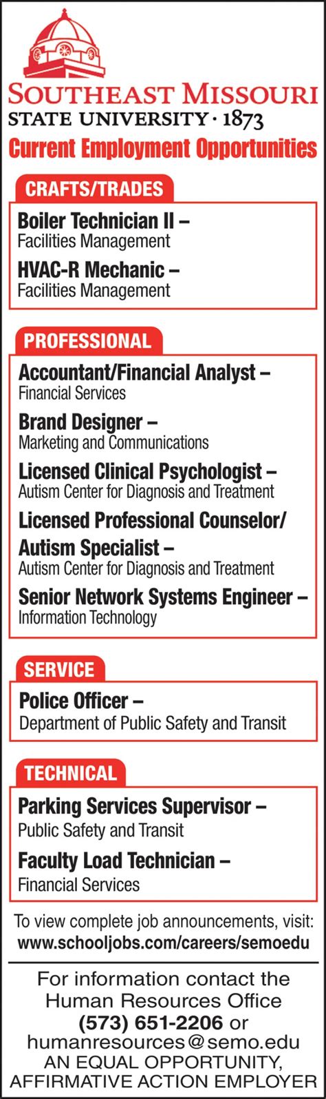 Southeast Missouri State University Jobs: Explore a World of Opportunities